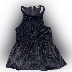 Pol Anthropologie Crushed Velvet Babydoll Lace Trim Halter Top